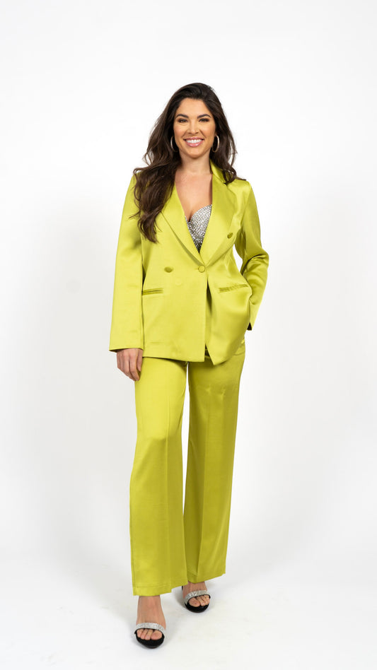 Chartreuse Satin Suit
